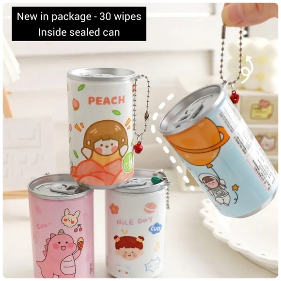 5/25 mini portable baby wipes moist towel dispenser 30 wipes in can w clip - Picture 3 of 7